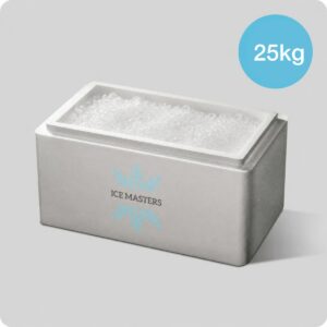 Crushed ice in een Ice Masters doos van 25 kg